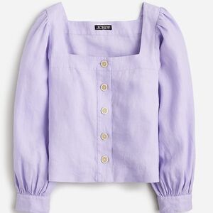 J. Crew Purple Button Up Square Neck L Blouse.